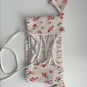 Off the shoulder ruched bathing suit top